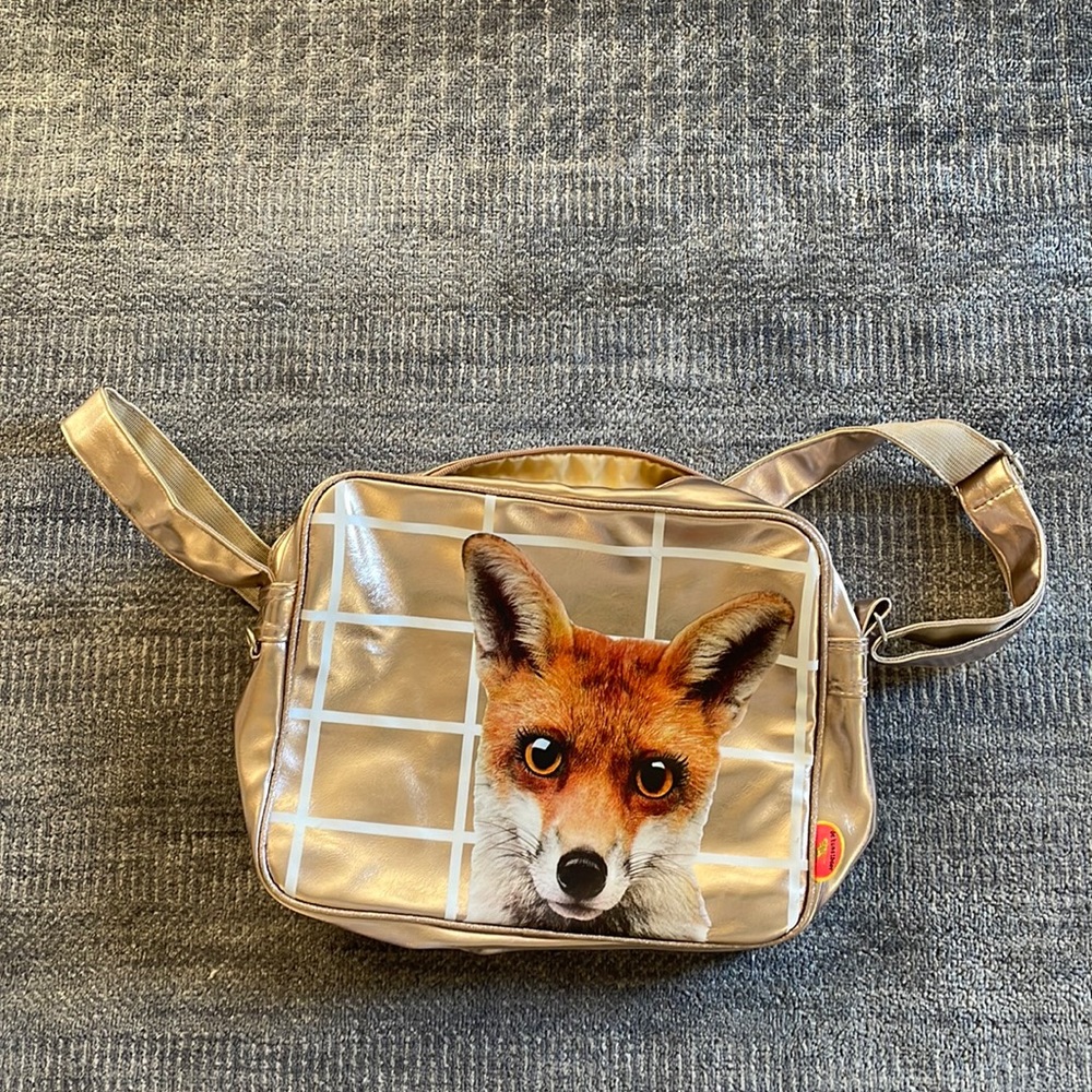 Rose gold fox cross body bag